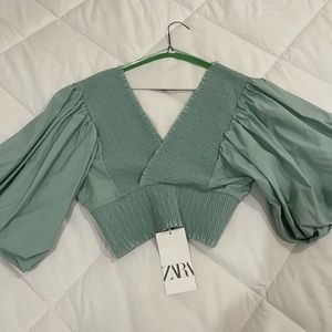 Zara Balloon Sleeve Crop Top